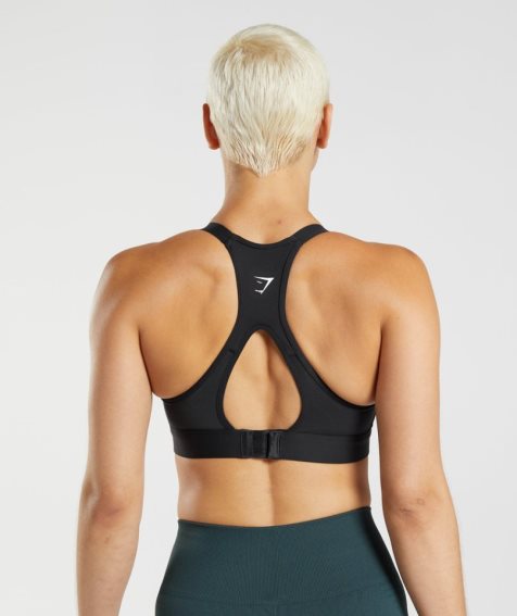 Women's Gymshark Cut Out Back High Support Sports Bra Black | CA AN0578